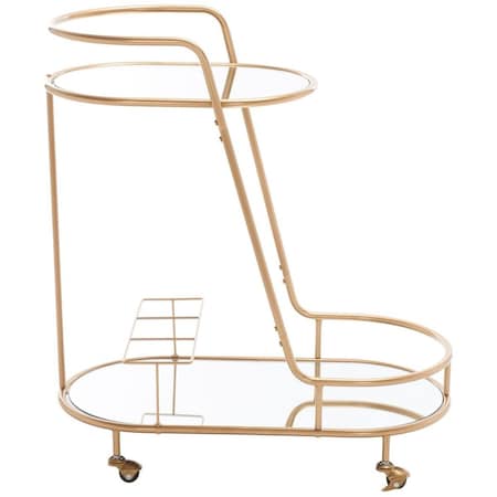 Safavieh 30 x 15.6 x 33.4 in. Midas 2 Tier Oval Bar Cart - Gold & Mirror BCT8008A